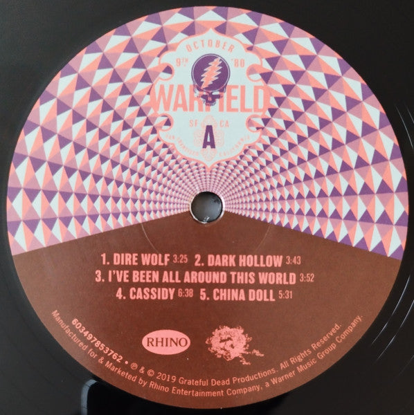 Image of Label of 5143121S: 2xLP - GRATEFUL DEAD, The Warfield, San Francisco, California (October 9th. 1980, October 10th. 1980) (Grateful Dead Productions; R1 585396, Europe 2019, Gatefold)   VG+/VG+