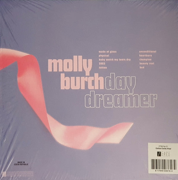 Image of Back Cover of 5023461E: LP - MOLLY BURCH, Daydreamer (Captured Tracks ; CT361lp-C1, UK, Europe & US 2023, Insert, Sticker, Cotton Candy Vinyl [Pink, Blue & White Mix]) Still In Stickered Shrinkwrap  EX/EX