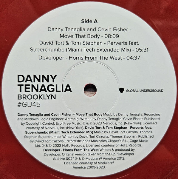 Image of Label of 5123151E: 3xLP - DANNY TENAGLIA, Brooklyn #GU45 (Global Underground; GU045VIN, UK 2023, Gatefold, 3 Inners, Limited Edition, 180g, Red + White + Blue Vinyl) Opened Instore, Still In Shrinkwrap  EX/EX