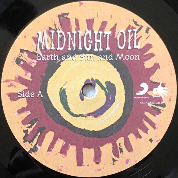 Image of Label of 5213109C: LP - MIDNIGHT OIL, Earth And Sun And Moon (Sony Music; 88985360101, Australia 2017 Reissue, Inner) Still In Shrinkwrap  EX/VG+