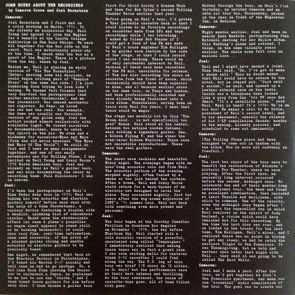 Image of Back Cover of 5213272C: 2xLP - NEIL YOUNG, Songs For Judy (Shakey Pictures Records; 9362-49037-9, Europe 2018)   VG+/VG+