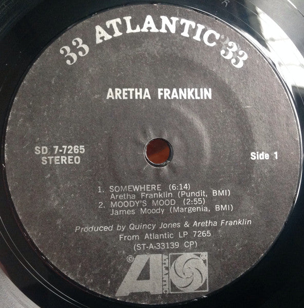 Image of Label of 0124122E: 7" EP - ARETHA, Hey Now Hey (The Other Side Of The Sky) (Atlantic; SD 7-7265, US 1973, Card Sleeve, Inner) Light marks only. With Juke box strip inner.  VG+/VG+
