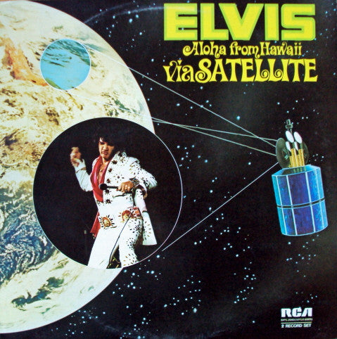 Image of Front Cover of 0624109E: 2xLP - ELVIS PRESLEY, Aloha from Hawaii (RCA; DPS2040, UK 1970s, Gatefold, Insert)   VG+/VG+