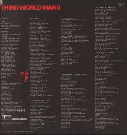 Image of Back Cover of 0624374E: LP - THIRD WORLD WAR, II (Track; 2406 108, UK 1973, Textured Sleeve) Very Strong VG+ Nice Copy, Slight Edge Wear  VG+/VG+