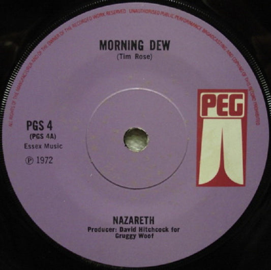 Image of Front Cover of 0124015E: 7" - NAZARETH, Morning Dew / Spinning Top (Peg; PGS 4, UK 1972) Strong VG  /VG